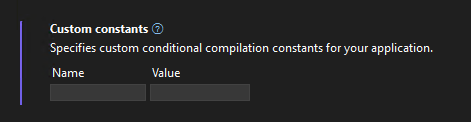 Screenshot of the new custom constants editor in the project properties UI.