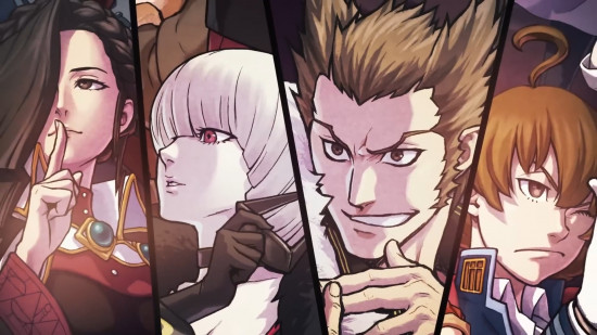 Image of Ace Attorney showing the close up face of 4 characters