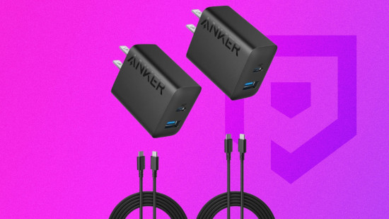 Mobile Black Friday 2025: Two black chargers and two blacks cables in front of a purple background